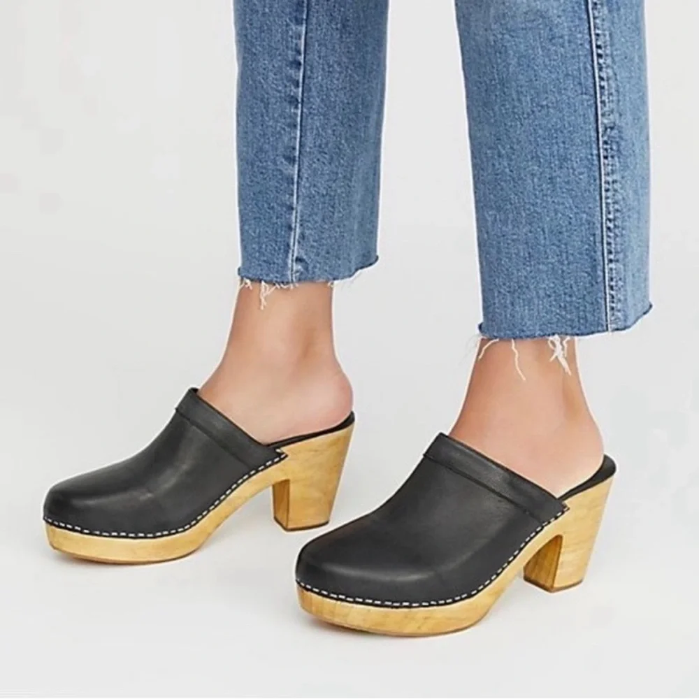 Free People Pink Leather Mule Clogs